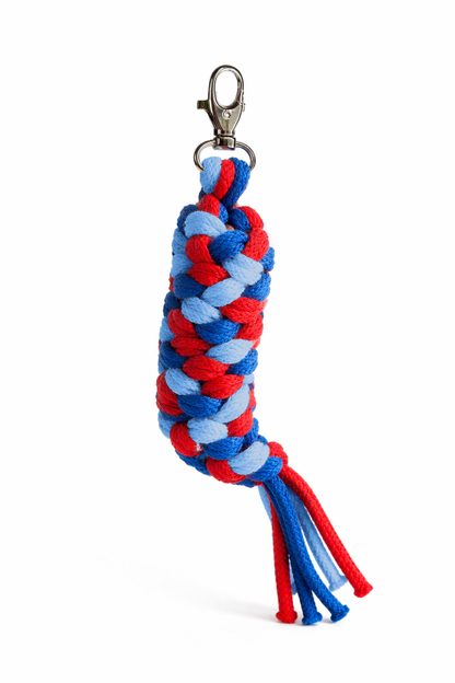 Uwiąz dla konia Hobby Horse pleciony ze sznurka – ciemny fiolet/ turkus/ terracota