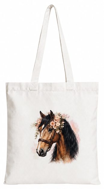 Torba bawełniana z białym koniem  – 38 × 42 cm