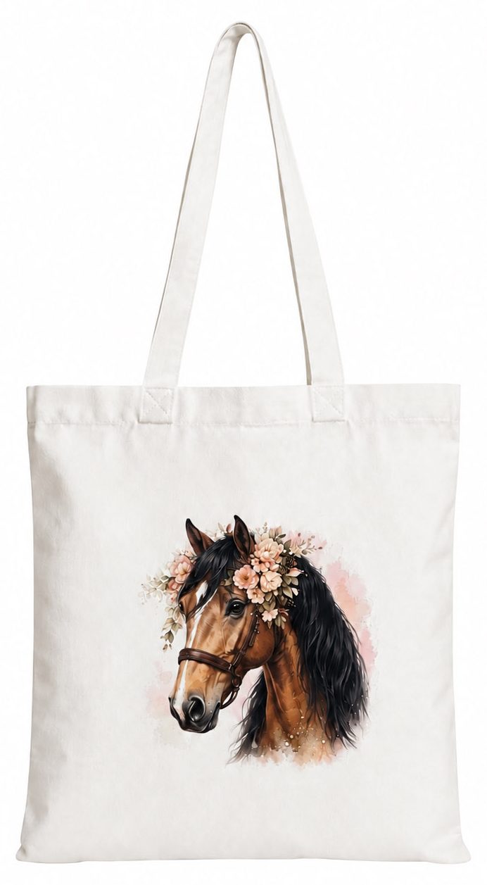 Torba bawełniana z białym koniem – 38 × 42 cm