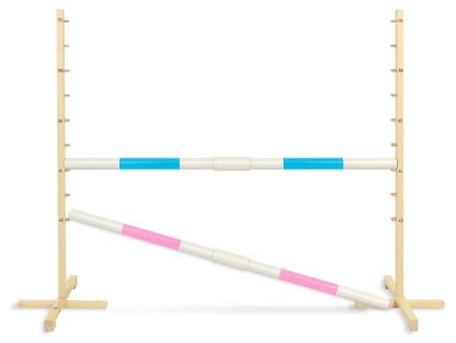 Przeszkoda skokowa do Hobby Horse 160cm, h-120 cm, dwie belki - jasny niebieski i ciemny niebieski