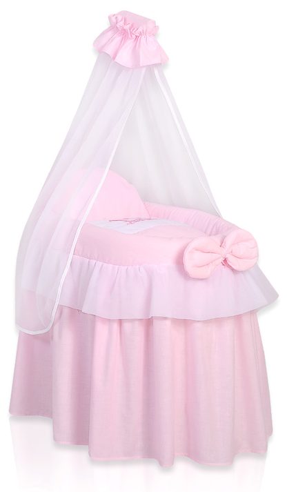 Wózek dla lalek Kosz Mojżesza dla lalek z baldachimem LITTLE PRINCESS różowy