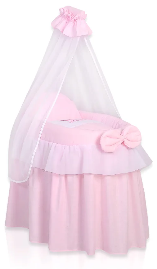 Wózek dla lalek Kosz Mojżesza dla lalek z baldachimem LITTLE PRINCESS różowy