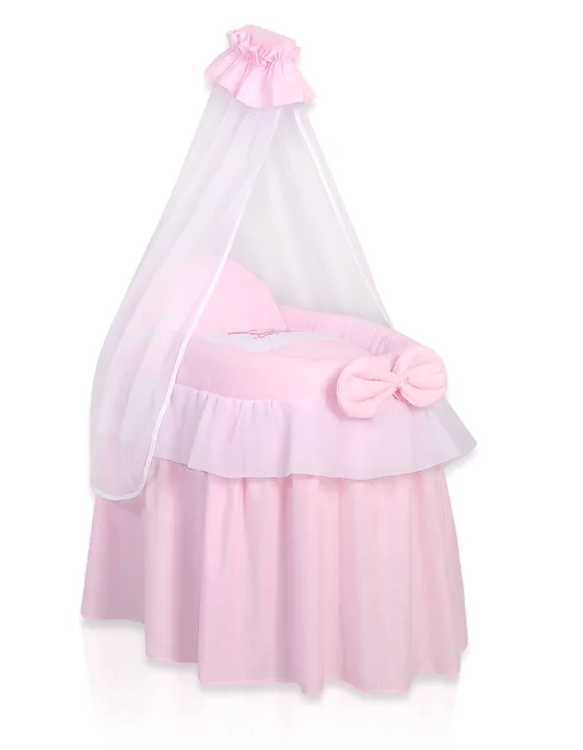 Wózek dla lalek Kosz Mojżesza dla lalek z baldachimem LITTLE PRINCESS różowy