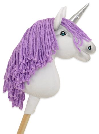 Hobby Horse Jednorożec na kiju różowy z różową grzywą i złotym rogiem A4