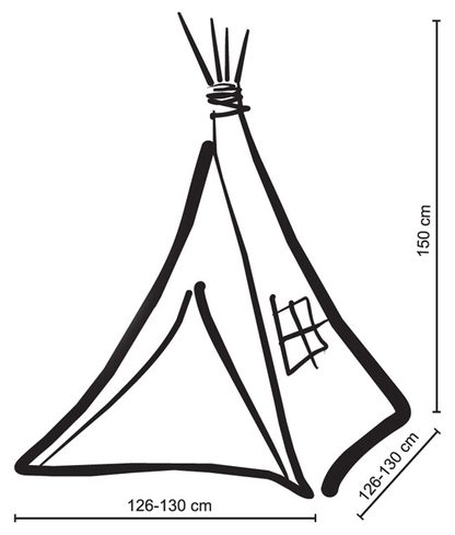 Namiot Tipi dla dzieci + zawieszki pióra - Białe grochy na turkusie
