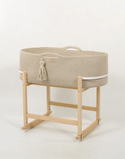 Kosz Mojżesza BOHO Handmade z kołyską - śmietanka