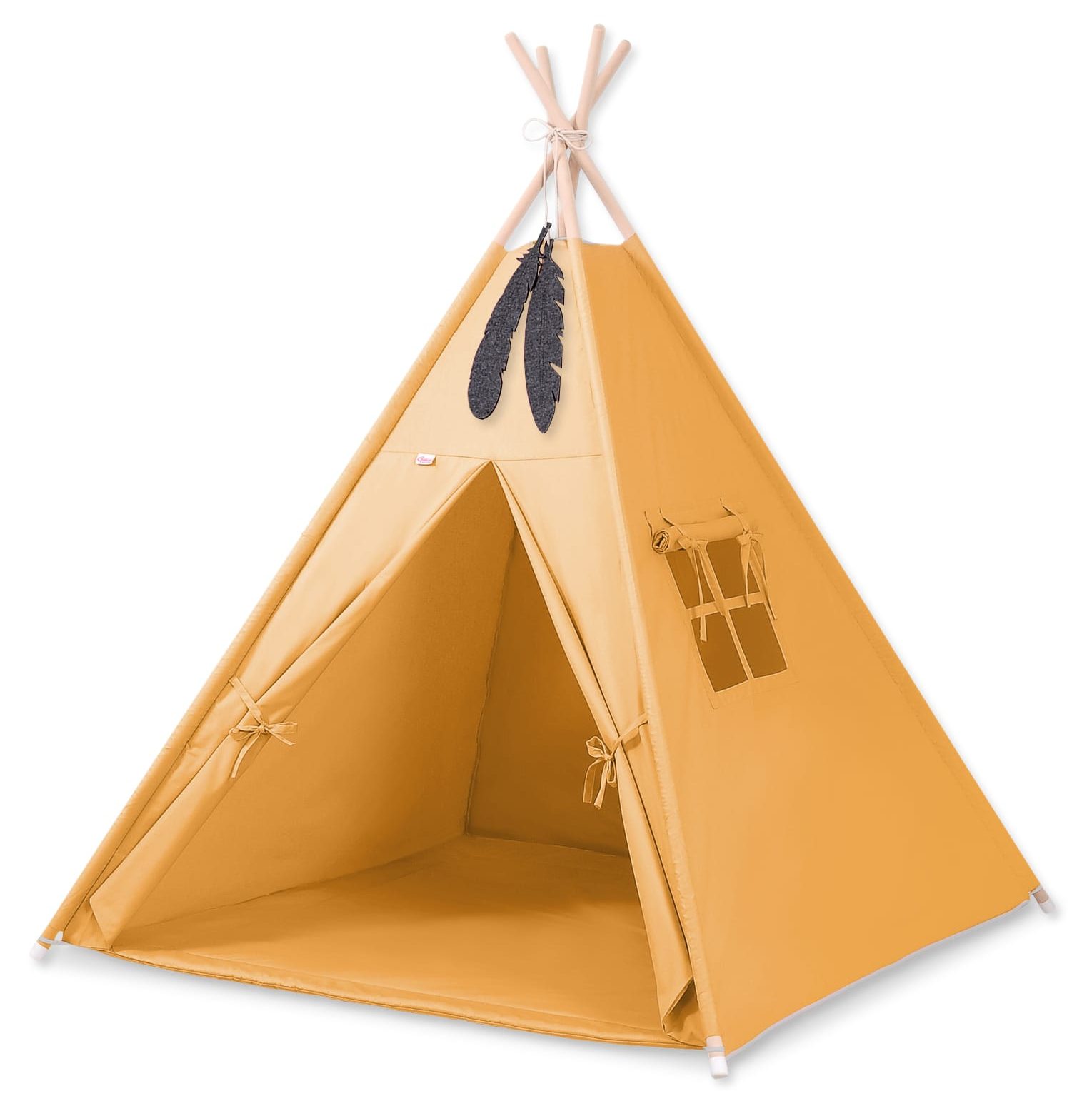 Namiot TIPI dla dzieci +mata + zawieszki pióra - Chevron różowy
