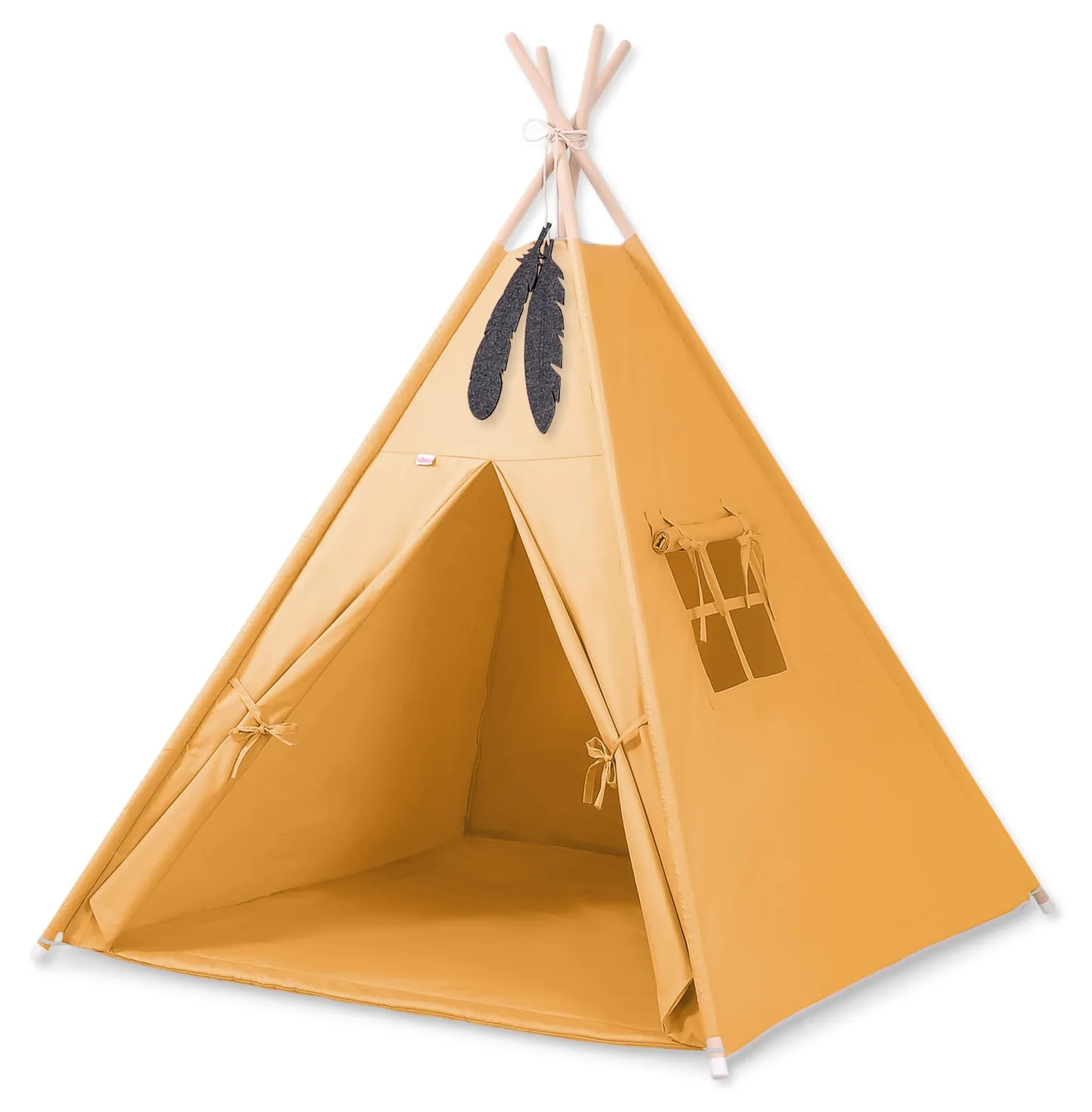 Namiot TIPI dla dzieci +mata + zawieszki pióra - Chevron różowy
