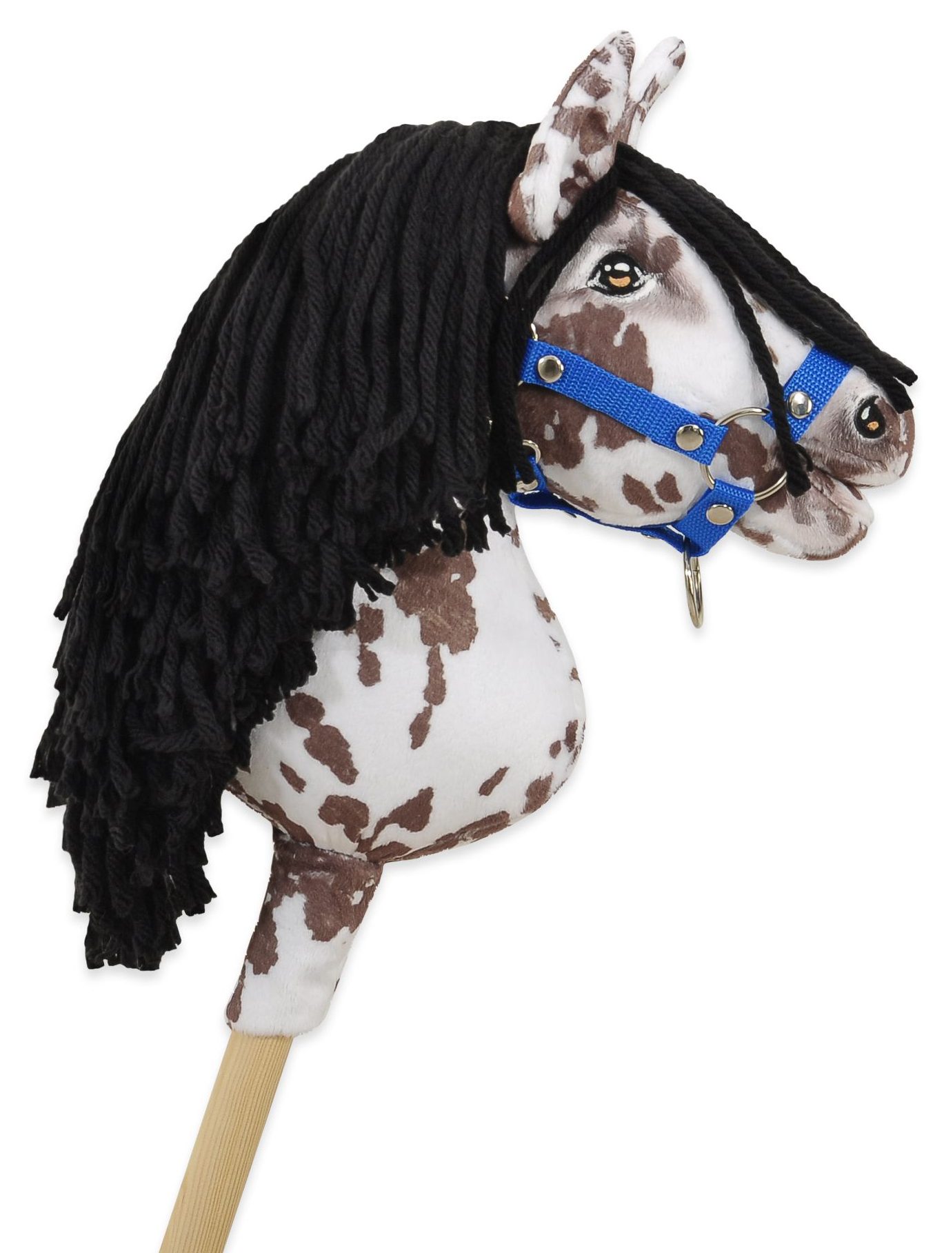 Hobby Horse Mały koń na kiju Premium tarantowaty biało-brązowy z czarną grzywą A4