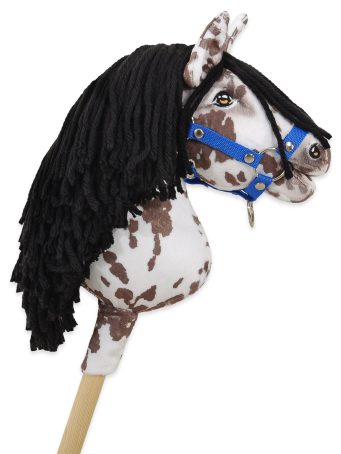 Hobby Horse Mały koń na kiju Premium tarantowaty biało-brązowy z czarną grzywą A4
