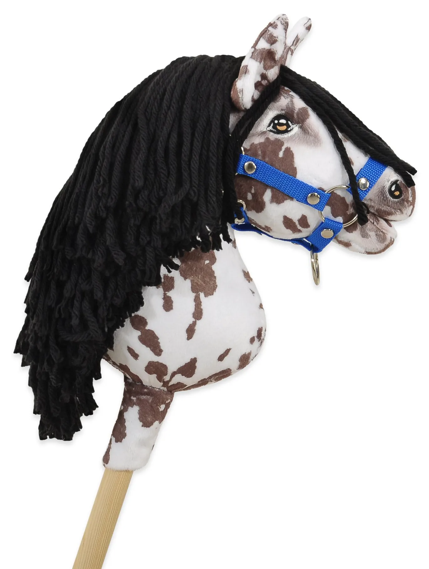 Hobby Horse Mały koń na kiju Premium tarantowaty biało-brązowy z czarną grzywą A4