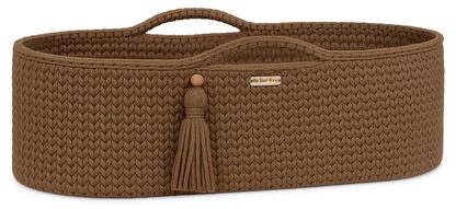 Kosz Mojżesza BOHO bawełniany Handmade z materacykiem - jasny beżowy