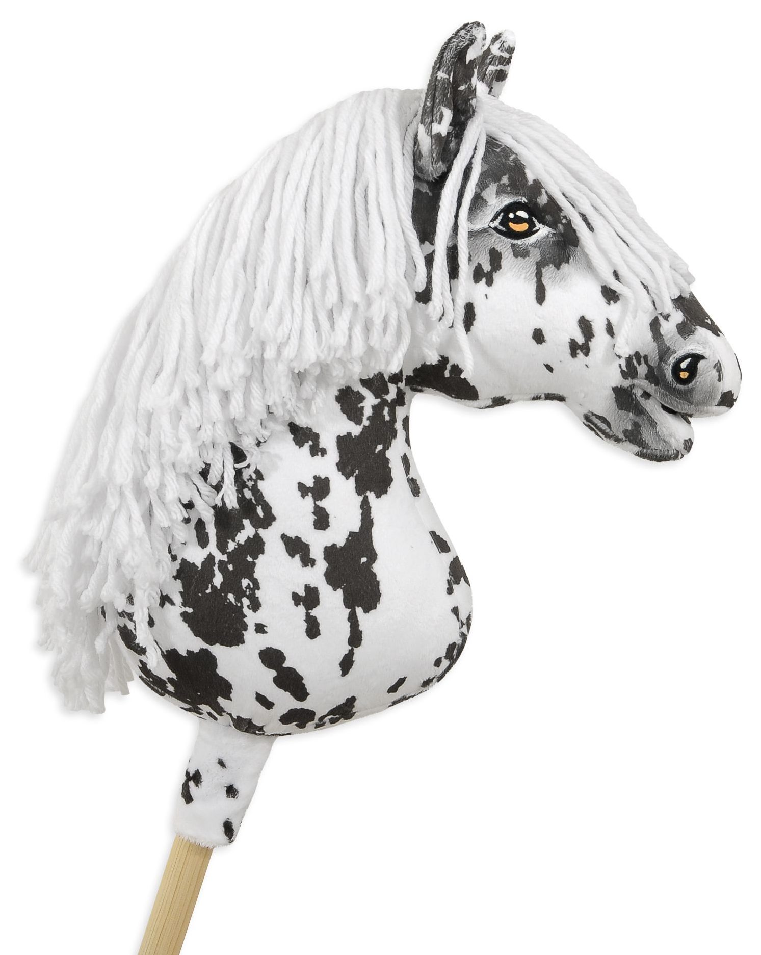 Hobby Horse Duży koń na kiju Premium - tarantowaty biało-czarny z białą grzywą A3
