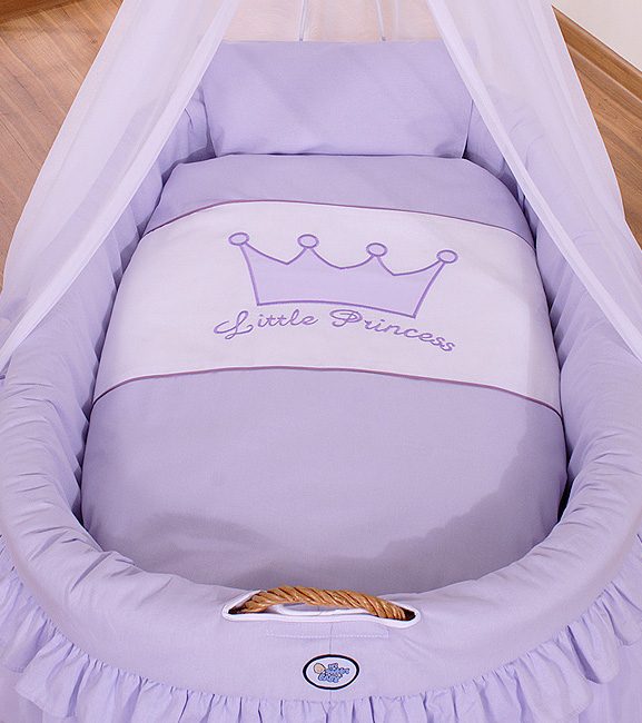 Kosz Mojżesza wiklinowy z baldachimem - Little Prince fioletowy
