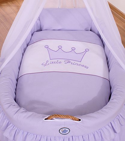 Kosz Mojżesza wiklinowy z baldachimem - Little Prince fioletowy