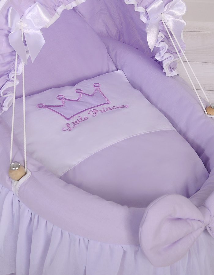 Wózek dla lalek Kosz Mojżesza dla lalek z budką LITTLE PRINCESS fioletowy