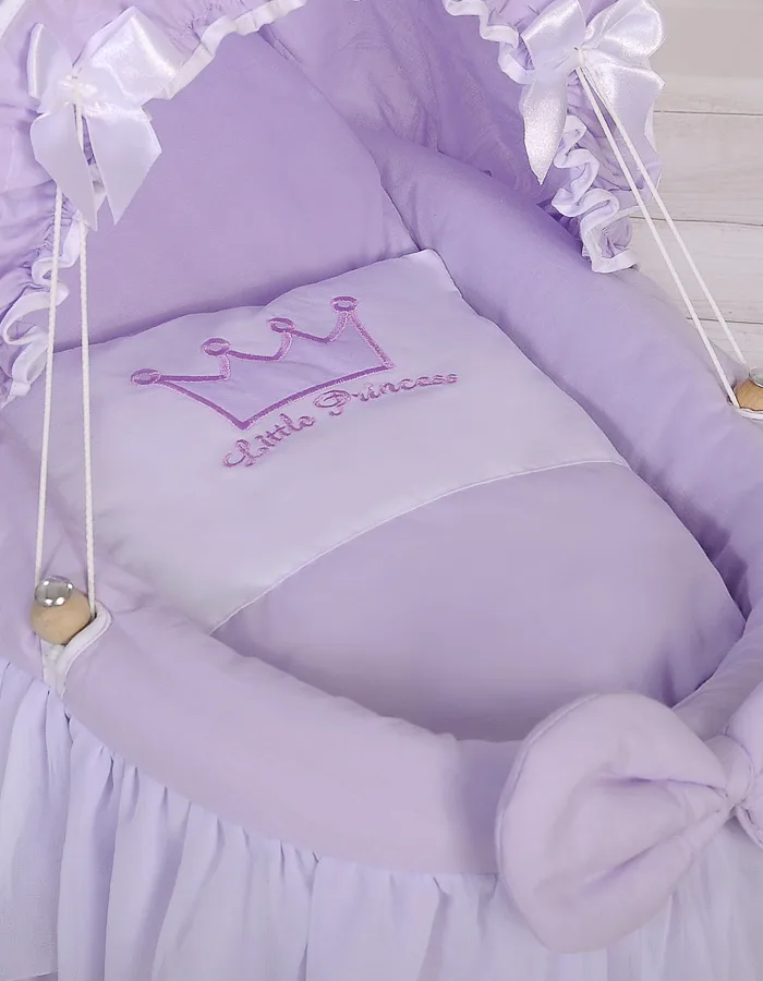 Wózek dla lalek Kosz Mojżesza dla lalek z budką LITTLE PRINCESS fioletowy