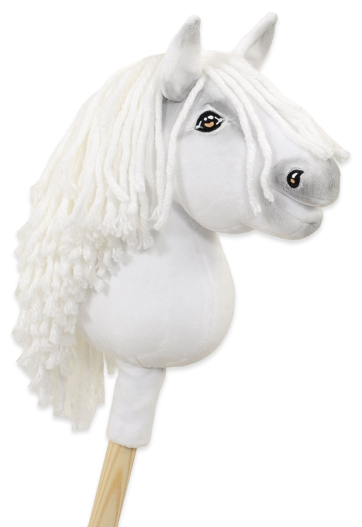 Hobby Horse Mały koń na kiju Premium biały z biała grzywą A5