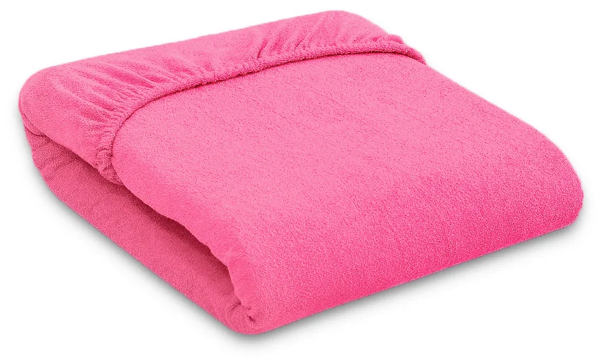 Prześcieradło frotte z gumką do łóżeczka 120x60cm - fuksja