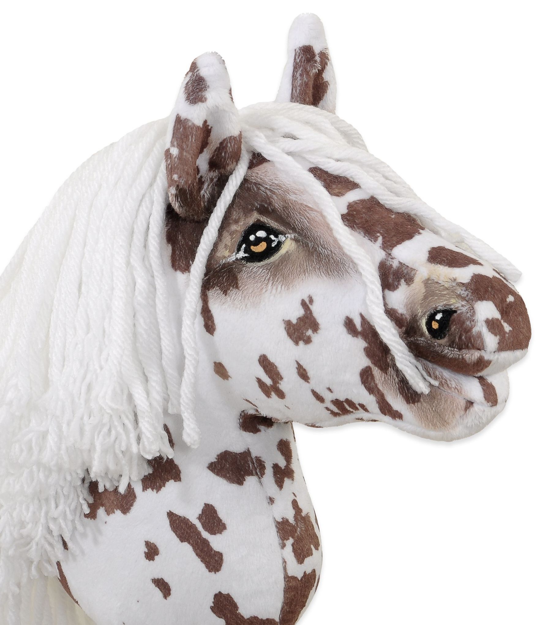 Hobby Horse Mały koń na kiju Premium tarantowaty biało-brązowy z białą grzywą A5