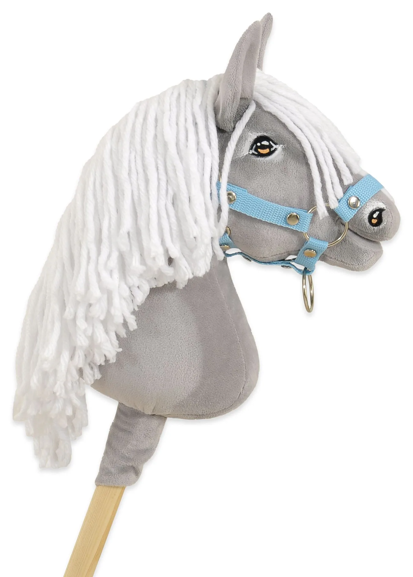 Hobby Horse Średni koń na kiju Premium siwy z białą grzywą A4