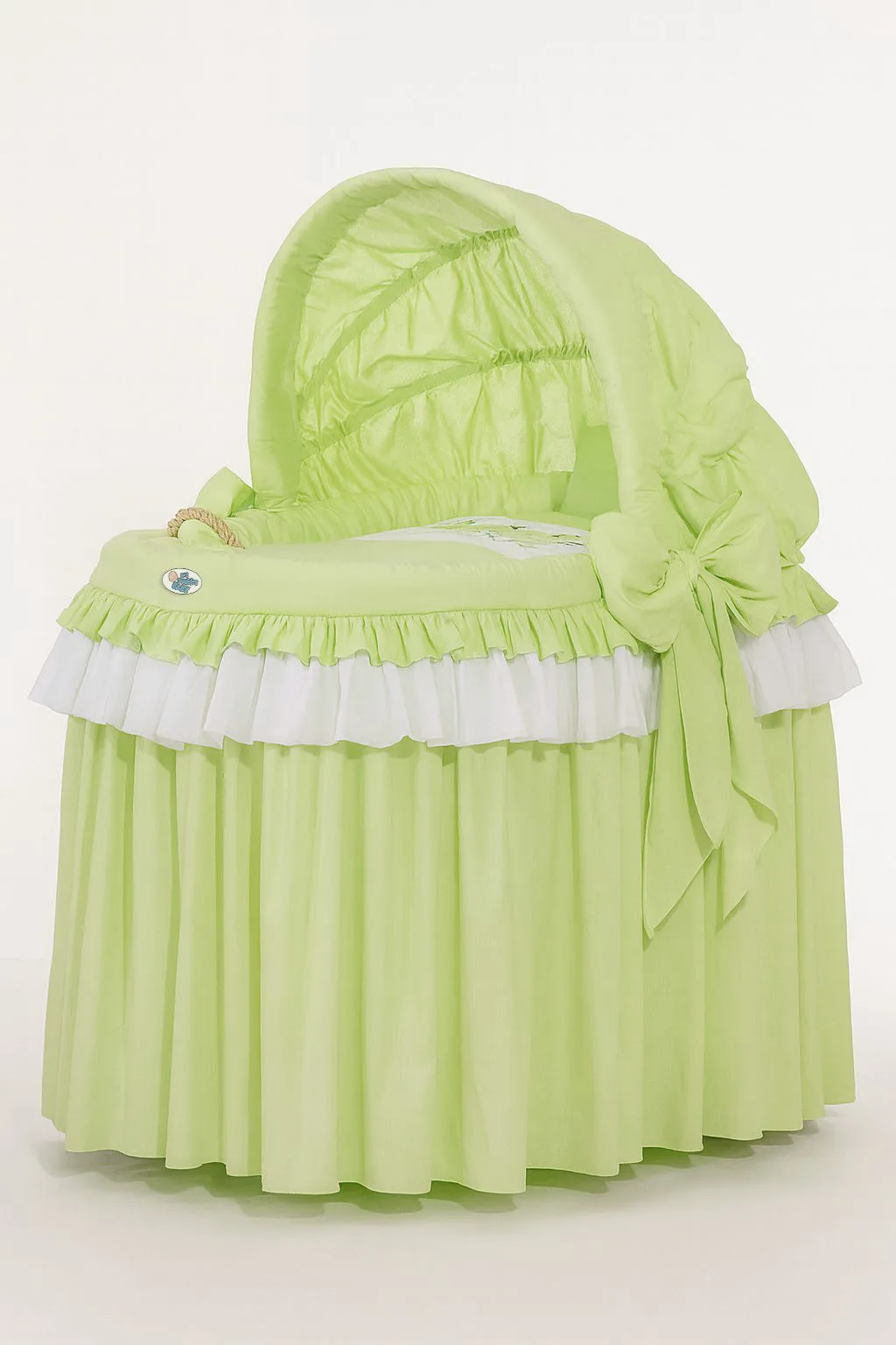 Kosz Mojżesza wiklinowy ze składaną budką - Little Princess zielony