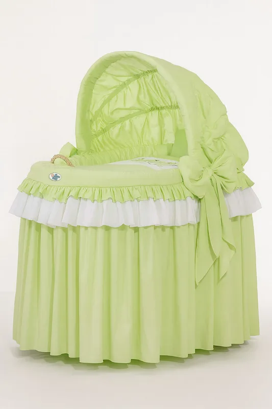 Kosz Mojżesza wiklinowy ze składaną budką - Little Princess zielony