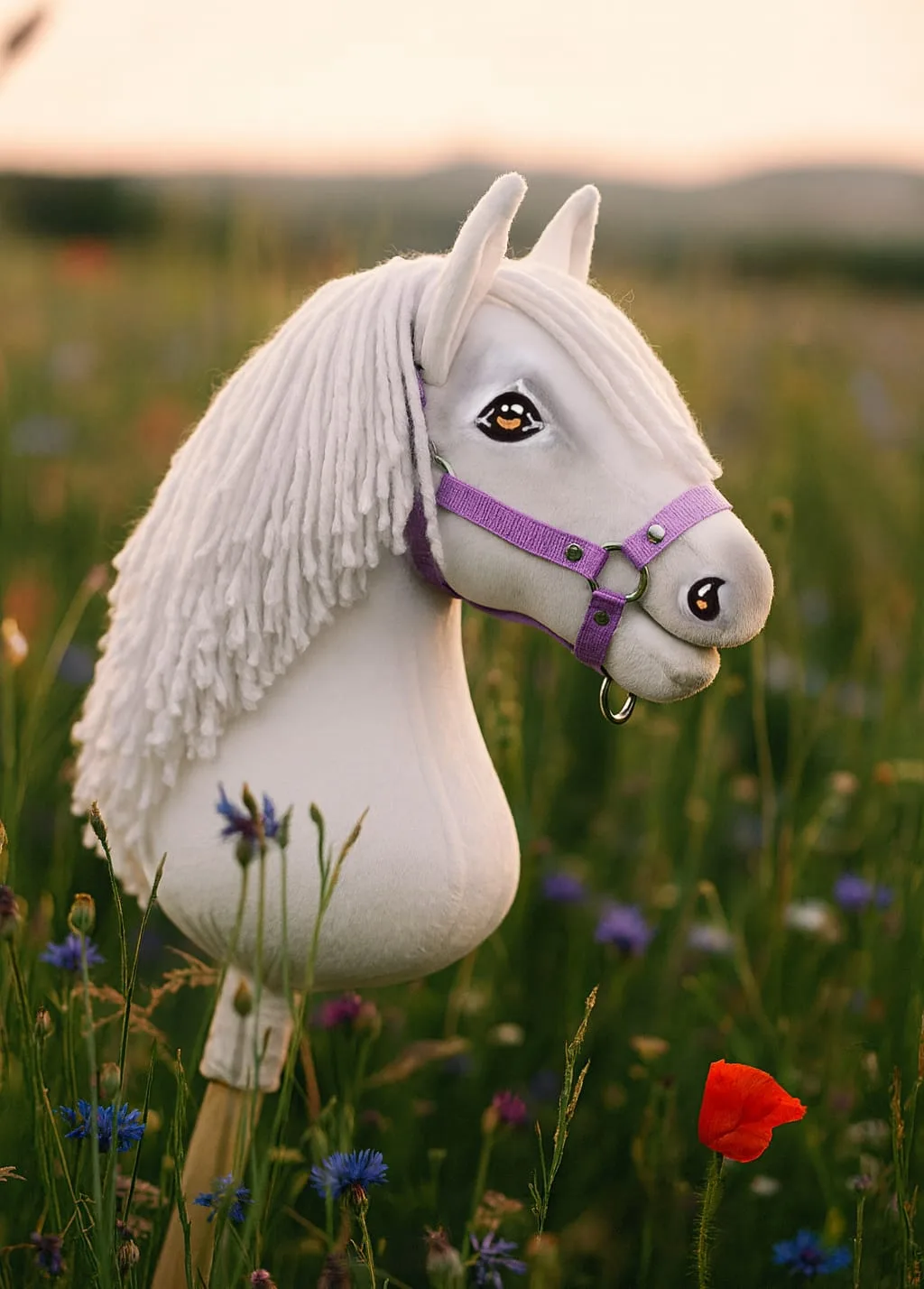 Hobby Horse Duży koń na kiju Premium - biały A3