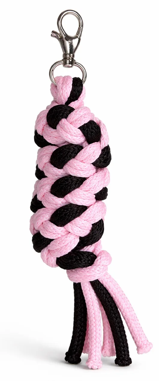 Uwiąz dla konia Hobby Horse pleciony ze sznurka – czarno-różowy