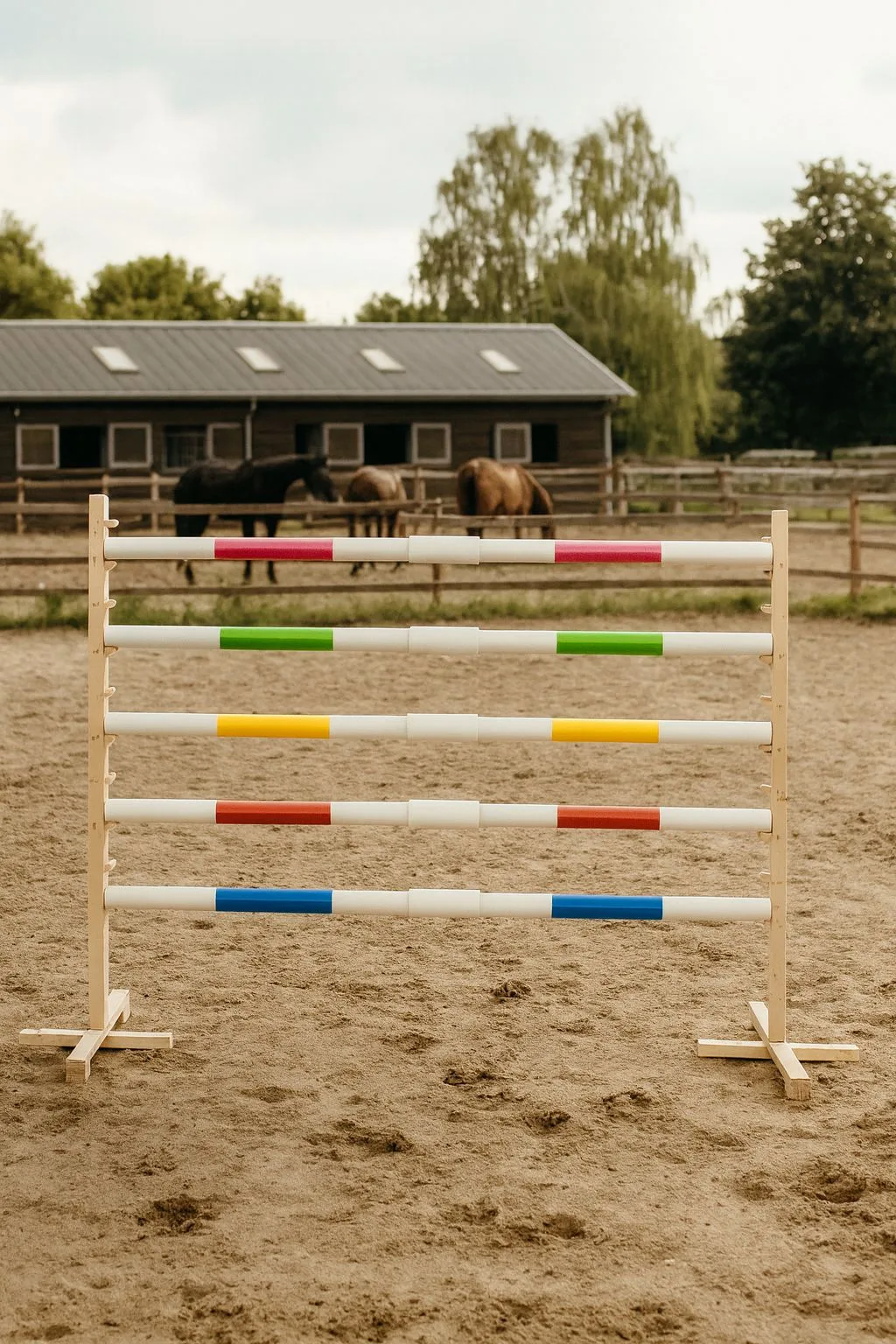 Przeszkoda skokowa do Hobby Horse 160cm, h-120 cm, belka niebieska