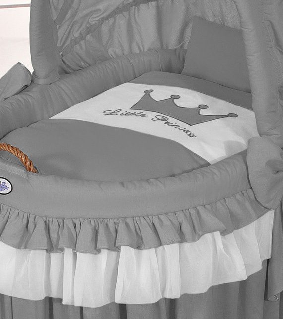 Kosz Mojżesza wiklinowy ze składaną budką - Little Prince antracyt