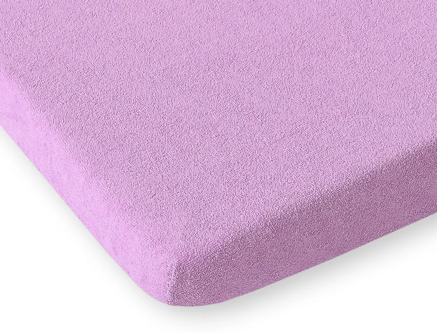 Prześcieradło frotte z gumką do łóżeczka 120x60cm - fioletowe