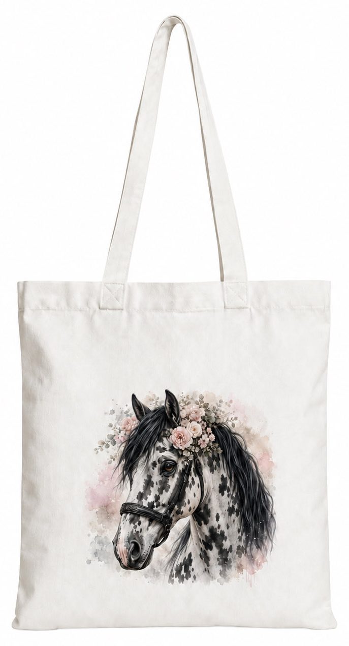 Torba bawełniana z białym koniem – 38 × 42 cm