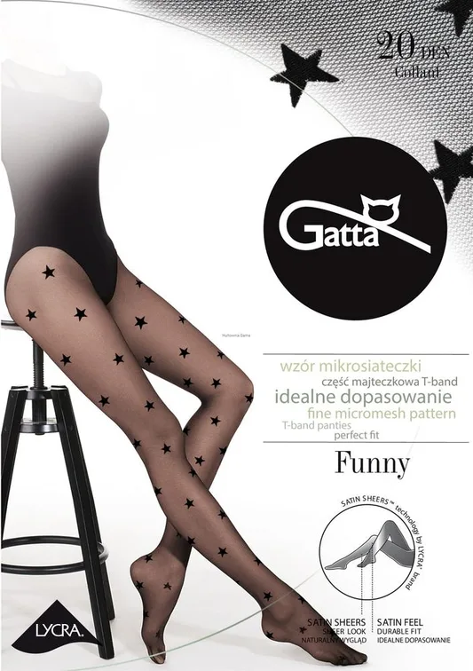 FUNNY - RAJSTOPY DAMSKIE LYCRA  MAT 20 DEN (WZÓR 06, 07, 08, 09, 10, 11)