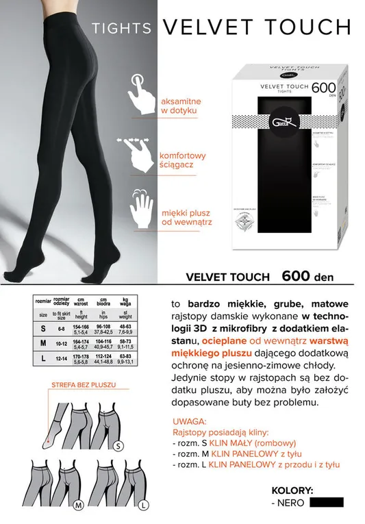GATTA VELVET TOUCH 600 DEN - RAJSTOPY DAMSKIE