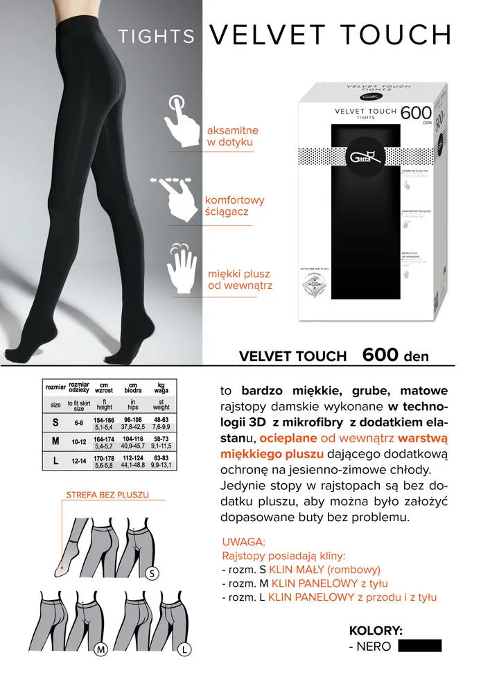 GATTA VELVET TOUCH 600 DEN - RAJSTOPY DAMSKIE