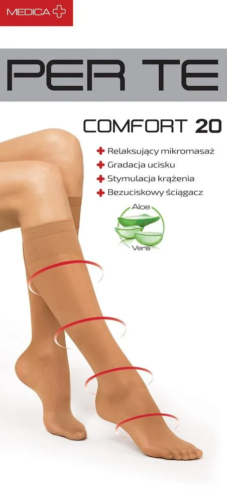 PER TE COMFORT 20 DEN - PODKOLANÓWKI LYCRA O STOPNIOWANYM UCISKU