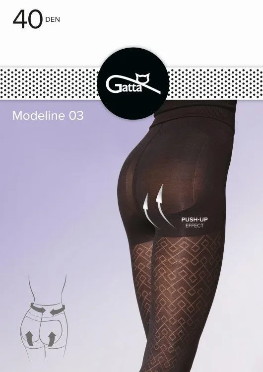 MODELINE PUSH-UP EFFECT - RAJSTOPY DAMSKIE WZORZYSTE 40 DEN 000.07V - AW22