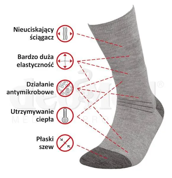 JJW SKARPETKI MEDIC DEO SILVERWOOL Z WEŁNĄ MERYNOSOWĄ I SREBREM