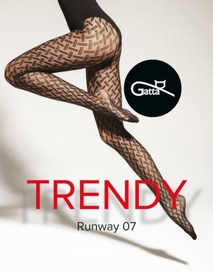 RUNWAY 05, 06, 07, 08 - RAJSTOPY DAMSKIE WZORZYSTE TYPU FISHNET 000.55V - TRENDY 23/24